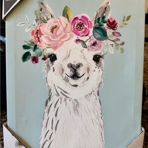 Floral Llama Canvas Art